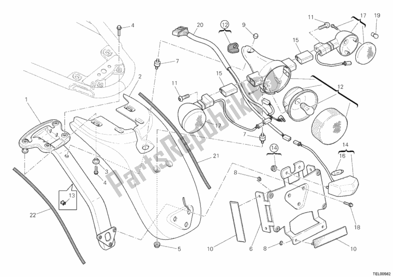 Todas as partes de Luz Traseira do Ducati Sportclassic GT 1000 USA 2008